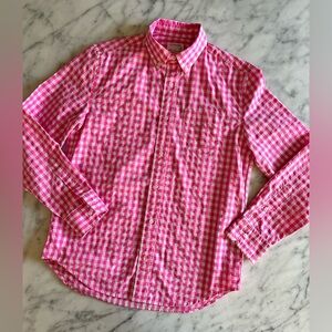 CREWCUTS pink and white checkered long sleeve button-down shirt - Boys size 14